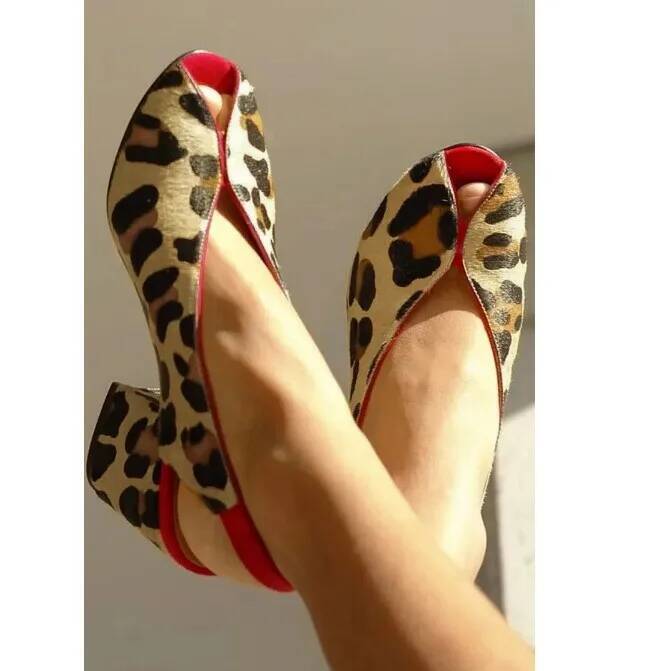Shoes Heels Men - Женские босоножки с леопардовым принтом, на