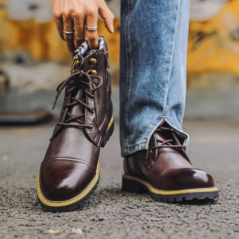 Men Shoes Oxford - Модные мужские кожаные ботинки с металлической