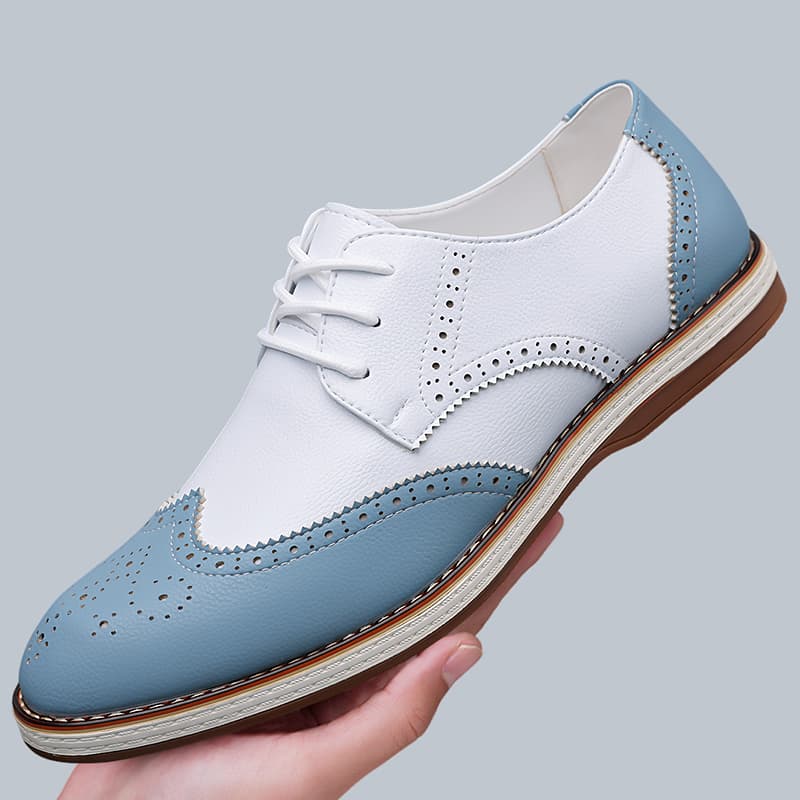 Men Shoes Oxford - Мужские белые и синие двухцветные туфли-оксфорды