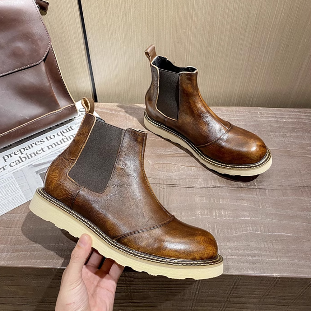Men Shoes Oxford - Мужские ботинки челси из натуральной кожи