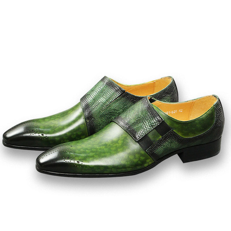 Monk Strap Shoe - Модные мужские лоферы классического зеленого цвета,