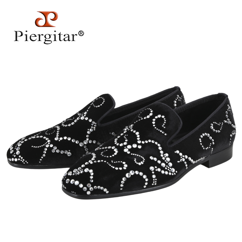 Men Shoes Red Bottom - Мужские мокасины Piergitar, черные, бархатные, октоданчики,