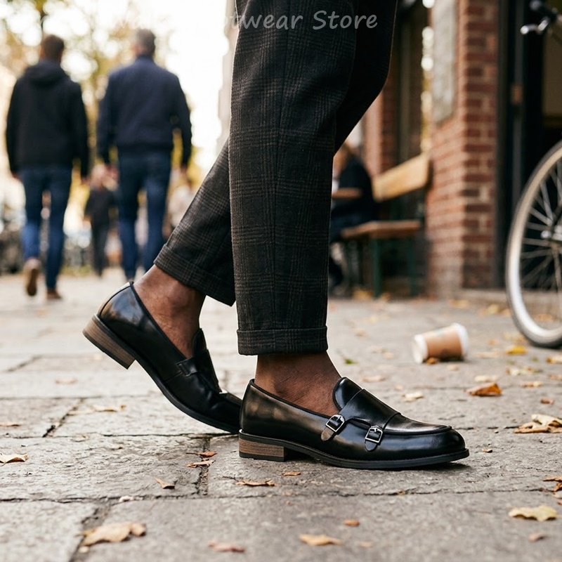 Мужские лоферы с двойной пряжк – обзор и цена Men Shoes Oxford
