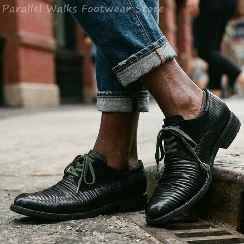 Мужские кожаные туфли дерби с  – обзор и цена Men Shoes Oxford