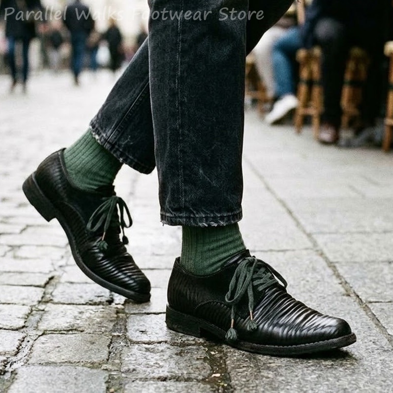 Мужские кожаные туфли дерби с  – обзор и цена Men Shoes Oxford